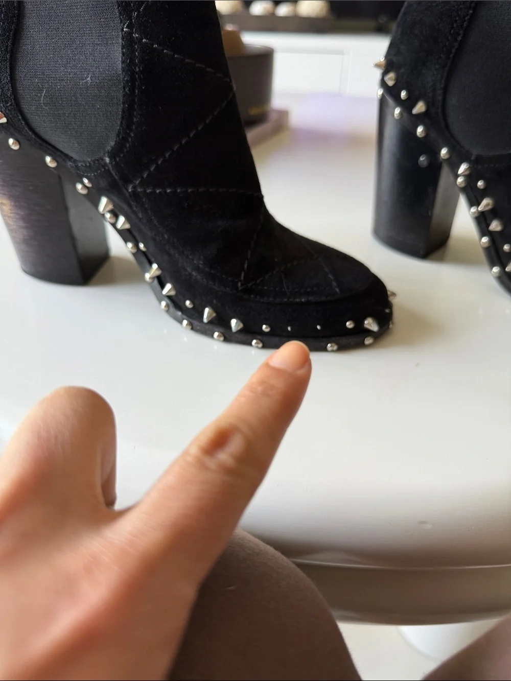 Laurence Dacade Black Studded Suede Heels Ankle Boots Leather Luxury Designer 7